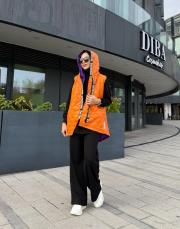 asimetrik kapitone şişme yelek turuncu