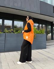 asimetrik kapitone şişme yelek turuncu 3