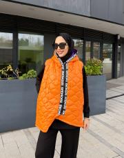 asimetrik kapitone şişme yelek turuncu 4