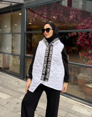 asimetrik kapitone şişme yelek beyaz