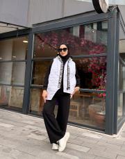 asimetrik kapitone şişme yelek beyaz 4