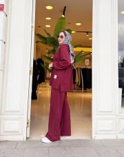 etiket detay bomber takım bordo 2