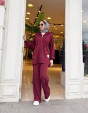 etiket detay bomber takım bordo 4