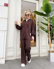 etiket detay bomber takım kahve 2