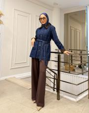 kadife detay denim ceket lacivert 4