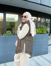 parla fermuar detay şişme yelek haki 2