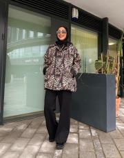 leopar desen oversize yağmurluk leopar 2