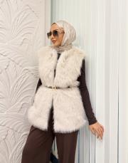 kemerli kürk yelek taş