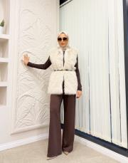 kemerli kürk yelek taş 3