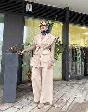 yelek pantolon takım bej