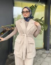 yelek pantolon takım bej 3