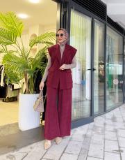 yelek pantolon takım bordo