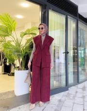 yelek pantolon takım bordo 2