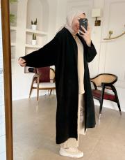 kuşaklı angora hırka siyah 2