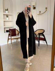 kuşaklı angora hırka siyah 3