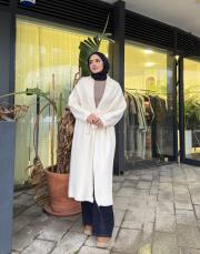 kuşaklı angora hırka ekru