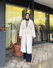 kuşaklı angora hırka ekru 2