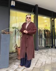 kuşaklı angora hırka kahve 2