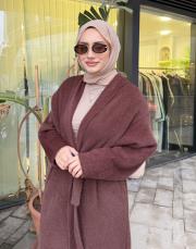 kuşaklı angora hırka kahve 3