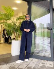 kuşaklı angora hırka lacivert 3