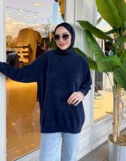 peluş kazak lacivert