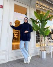 peluş kazak lacivert 3