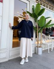 kol detay basic sweat lacivert