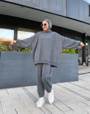 şardonlu şalvar pantolon füme 2