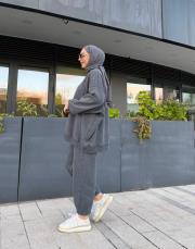 şardonlu şalvar pantolon füme 3