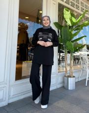 darla payetli üç iplik sweat siyah 2