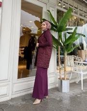 kaşe detay kapitone yelek mürdüm 5