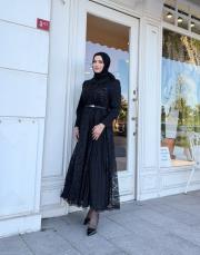 dantel boncuk işleme elbise  2