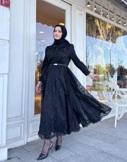 dantel boncuk işleme elbise  3