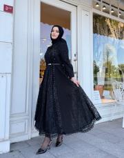 dantel boncuk işleme elbise  4