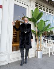 uzun kürk yelek siyah