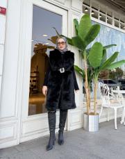 uzun kürk yelek siyah 2