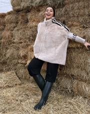 kolları triko şerit detay kürk bej