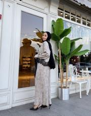 plise dantel detay takım bej 2