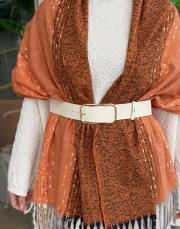 sky kaşmir omuz şalı turuncu 3