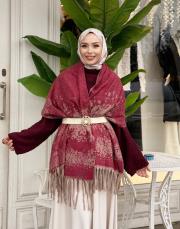 sky kaşmir omuz şalı bej-kırmızı 2