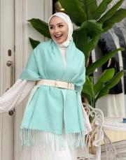 çift renk kaşmir omuz şalı su yeşili