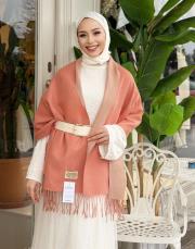 çift renk kaşmir omuz şalı somon 2