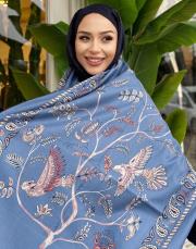 kuş motifli ince kaşmir şal  2