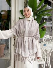 nila kaşmir omuz şalı ekru