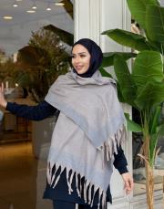 nila kaşmir omuz şalı mavi