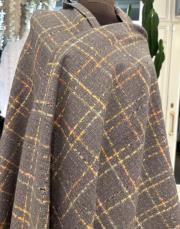 kare desen kaşmir omuz şalı gri