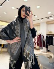 karışık desen kaşmir omuz şalı siyah 2