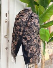 karışık desen kaşmir omuz şalı siyah-camel 2