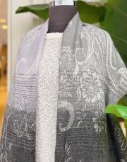 karışık desen kaşmir omuz şalı gri-siyah 2