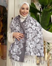karışık desen kaşmir omuz şalı gri 2